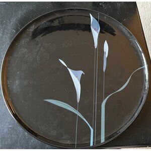 Mikasa Opus Black FX005 Calla Lily Cake Plate 12.25” Japan Serving Platter